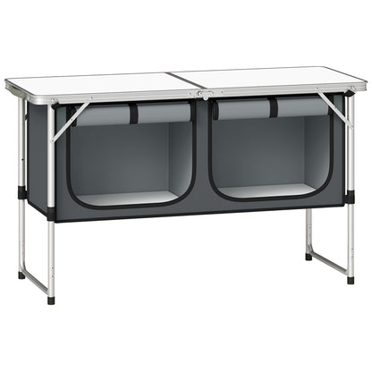 Camping Cupboards Folding Portable Aluminium Camp Cook Station with Storage Cupboard for Outdoor BBQ