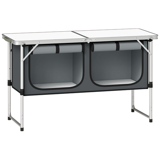 Camping Cupboards Folding Portable Aluminium Camp Cook Station with Storage Cupboard for Outdoor BBQ