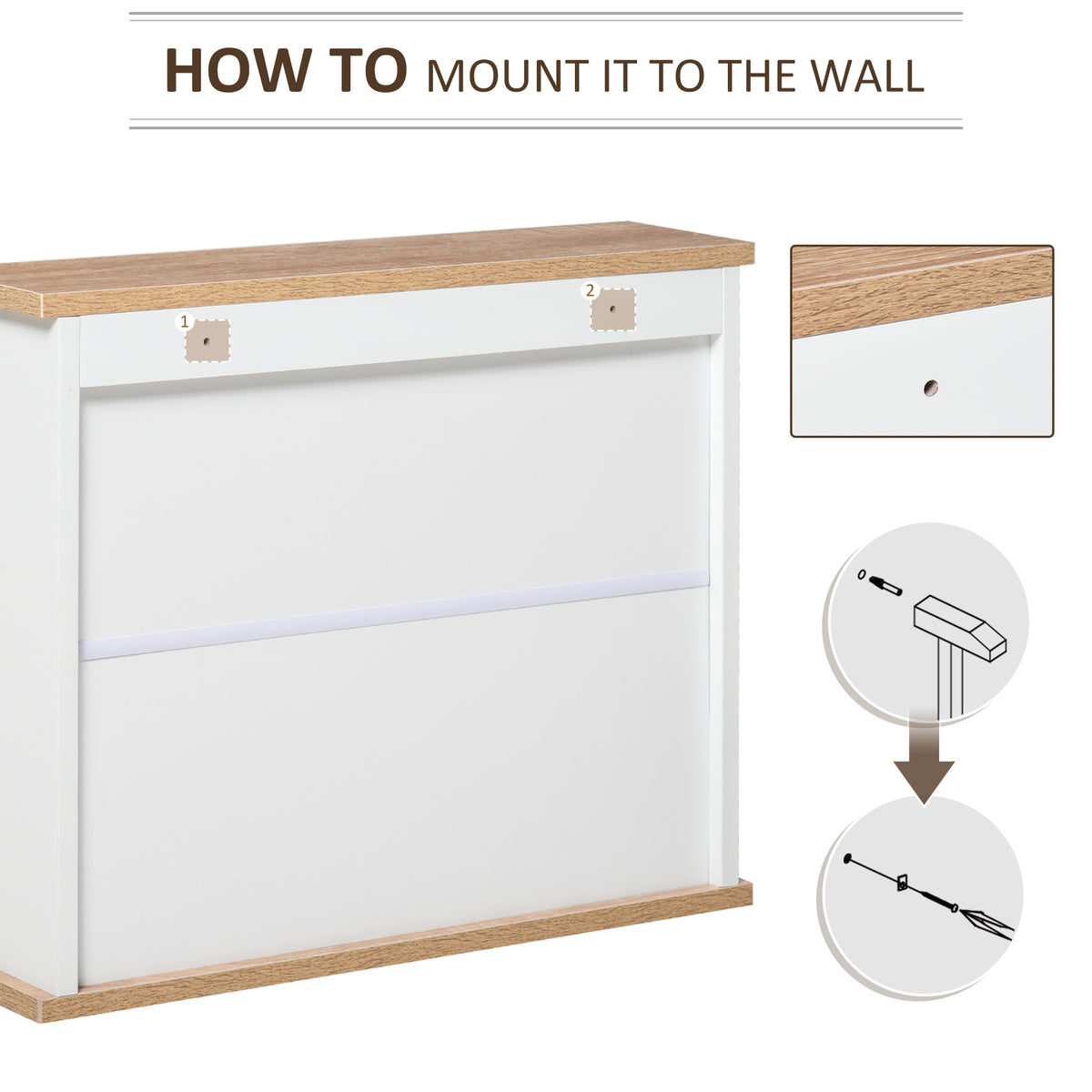 Bathroom Mirror Cabinet Wall Mounted Storage Cupboard with Double Door and Adjustable Shelf, White