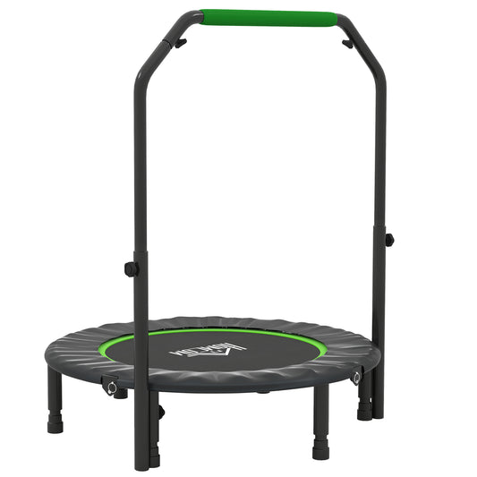 40" Foldable Mini Fitness Trampoline, with Adjustable Foam Handle, Green