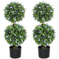 Set of 2 Artificial Plants, Lavender Flowers Ball Trees with Pot, for Home Indoor Outdoor Decor, 70cm