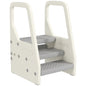 Adjustable 3 Step Toddler Tower with Handles, Non-slip Surface and Foot Pads, Grey