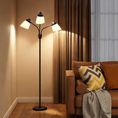 Arc Tree Floor Lamp with 3 Adjustable Rotating Lights, Industrial Standing Lamp with Steel Frame for Bedroom Living Room, 155cm, Black