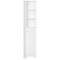 Tall Bathroom Cabinet, Freestanding Slim Bathroom Storage Unit with Adjustable Shelves and Shutter Door, Floor Storage Cupboard with 6 Shelves, 165H x 34W x 20D cm, White