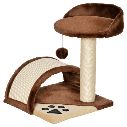 Cat Tree Scratching Scratcher Post Kitten Activity Centre Climber Hanging Ball Brown