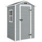 4 x 3 ft Plastic Garden Shed with Floor, Outdoor Storage Shed with Lockable Door, Window and Vent, Light Grey