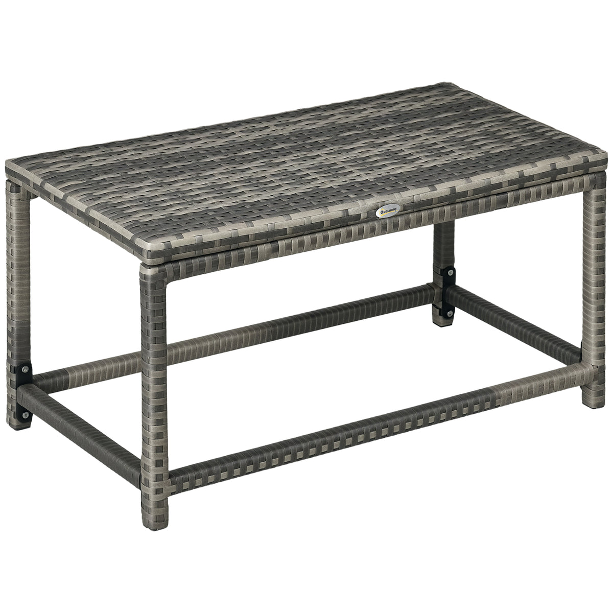 Outdoor Coffee Table Side Table with Rectangular Shape Frame for Patio, Balcony, Mixed Grey
