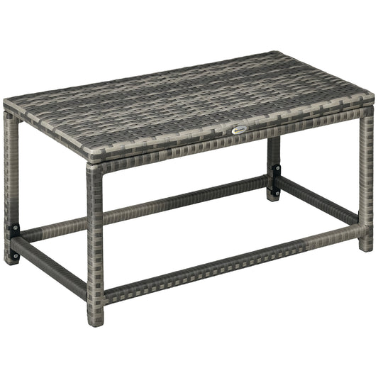 Outdoor Coffee Table Side Table with Rectangular Shape Frame for Patio, Balcony, Mixed Grey