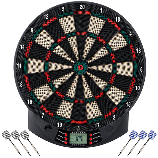 LCD Electronic Dartboard Set Features 26 Games w/ 185 Variations and Include 6 Darts Multi-Game Option Ready-to-Play