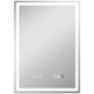 50 x 70 cm Anti-Fog LED Bathroom Mirror, with Bluetooth and Clock - Silver Tone