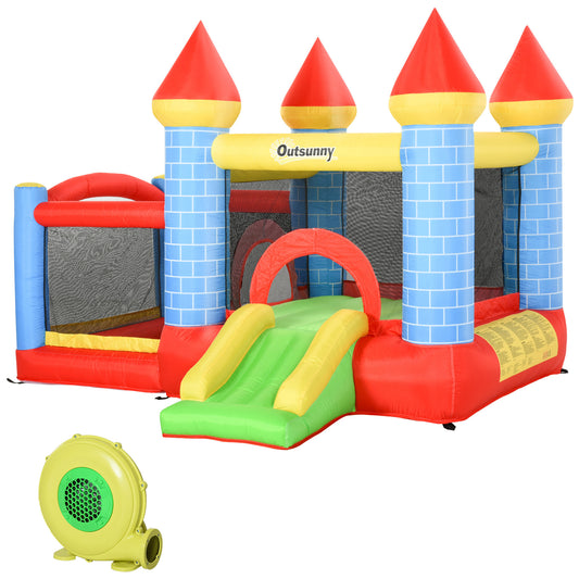 Kids Bounce Castle Inflatable Trampoline Slide Pool Basket for Kids Age 3-10, 3 x 2.75 x 2.1m