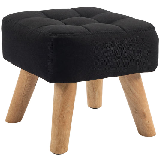 Linen-Look Square Padded Footstool