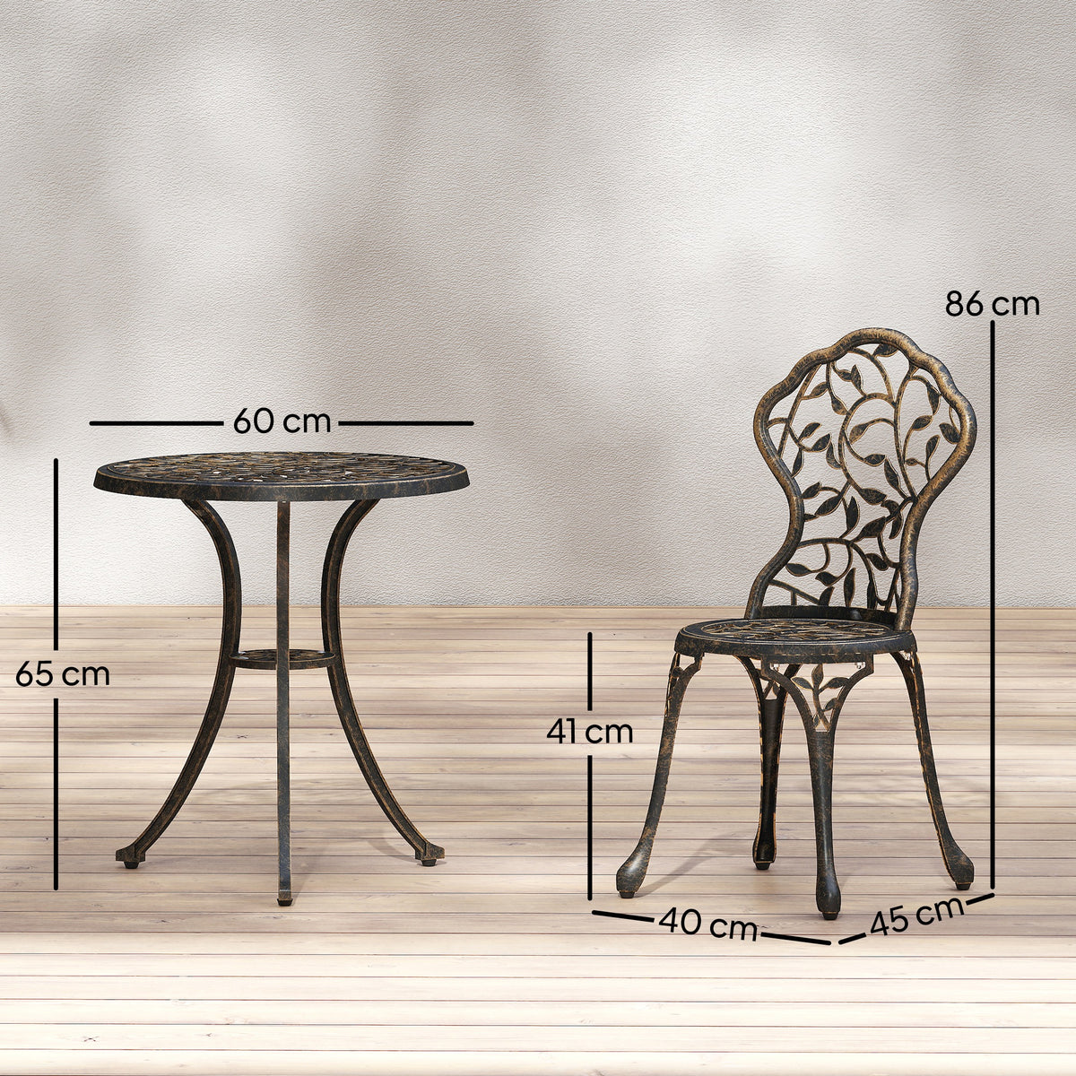 3 Pcs Aluminium Bistro Set Garden Furniture Dining Table Chairs Outdoor Seat Patio Seater Brown