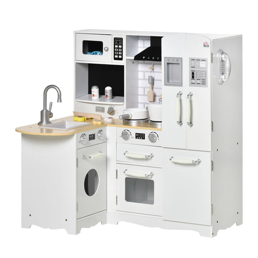 Kids Kitchen Playset, Large Pretend Role Play Kitchen, White