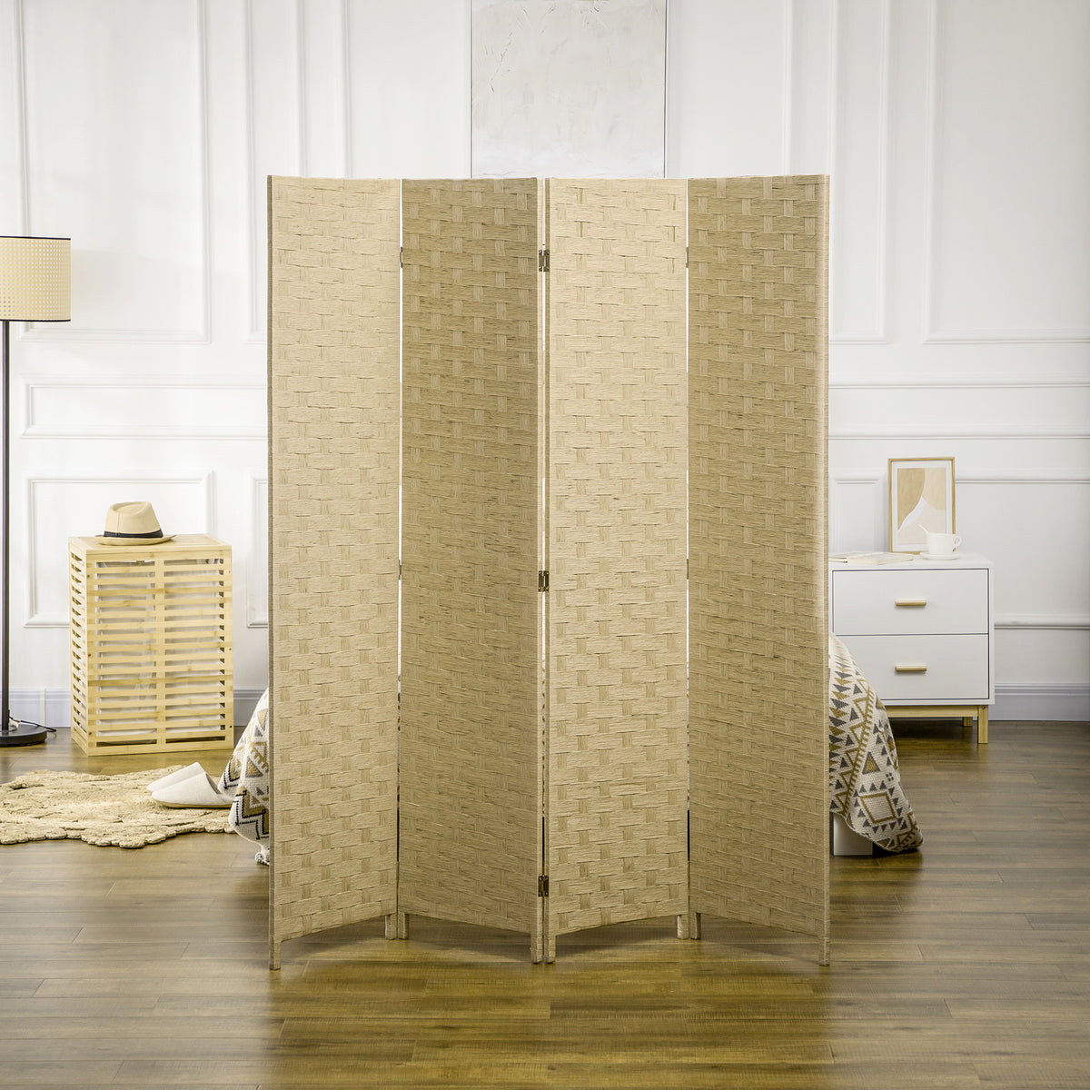 Wave Fibre Freestanding Folding Privacy Screen Panels, Room Divider