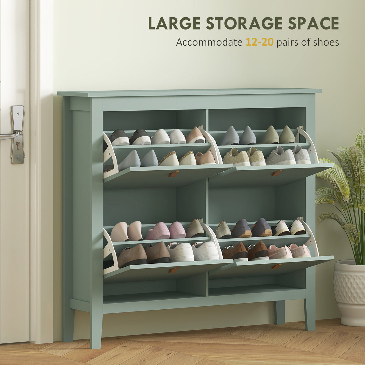 Modern Four-Drawer Shoe Cabinet - Green