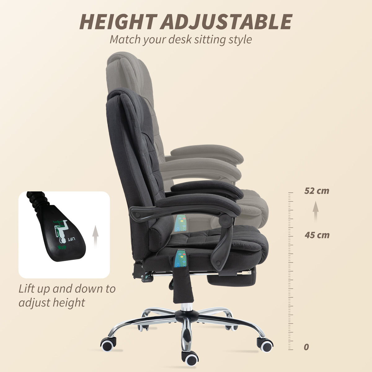 Six-Point Massage and Heated Office Chair with 135°Recline Back