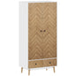 Cabinet Wood-Effect Sticker Surface, Modern Wardrobe with 2 Hanging Rods, 2 Storage Shelves and 2 Drawers, White