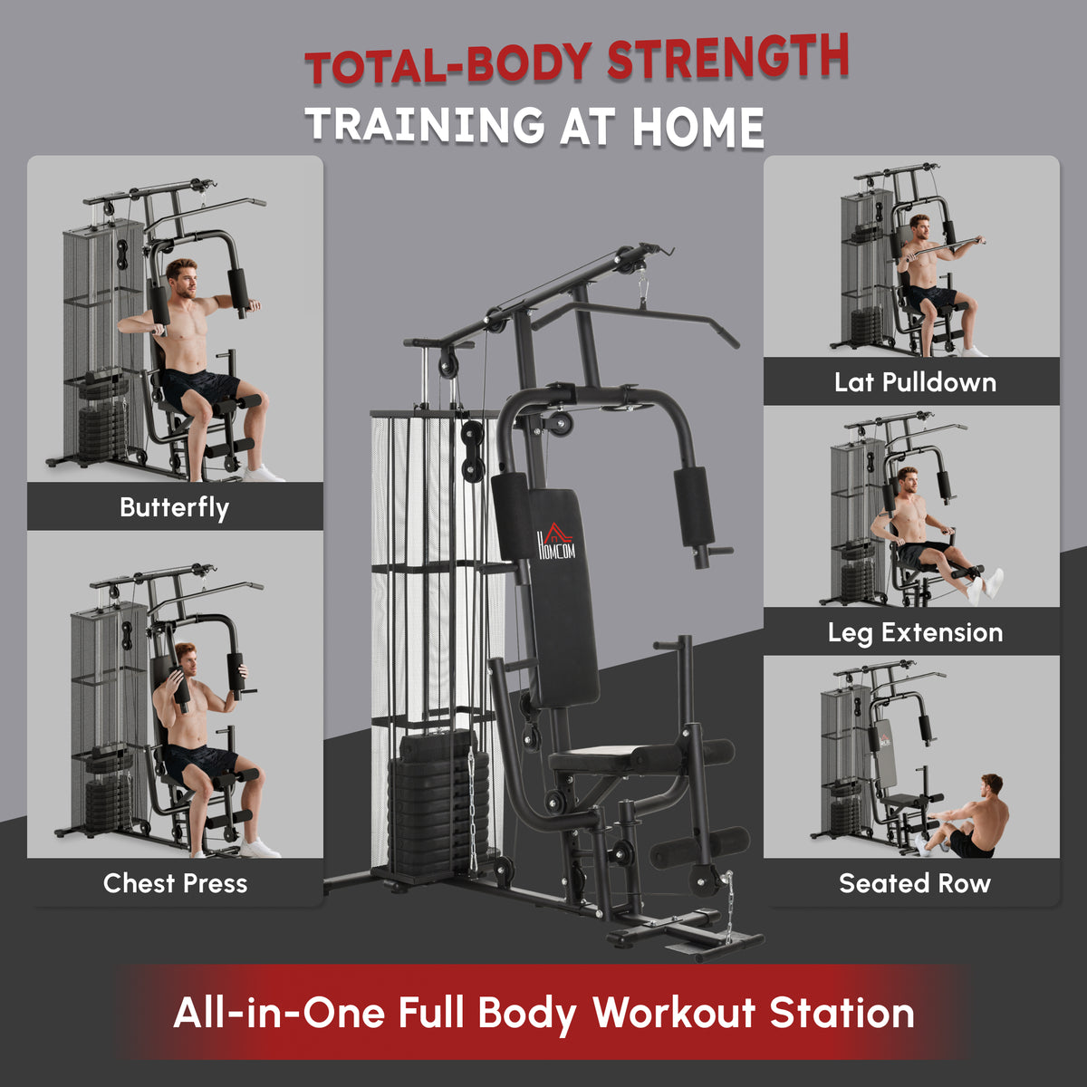 Multifunction Home Gym System Weight Training Exercise Workout Station