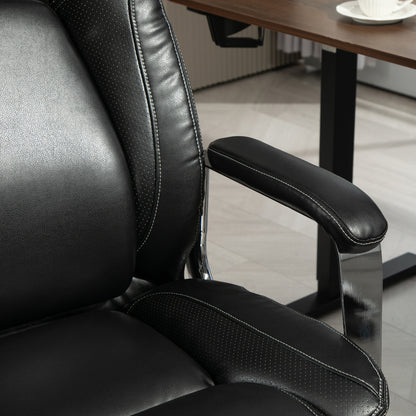 Ergonomic Office Chair, Heavy Duty Faux Leather Desk Chair with Tilt Function, Adjustable Height, 227kg 500LBS Swivel Computer Chair for Home Study, Black