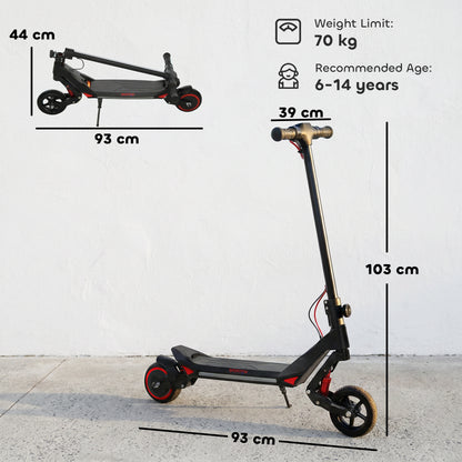 Electric Scooter for Kids, Foldable E Scooter for Age 6+ with LED Display, RGB lights, Up to 16km/h