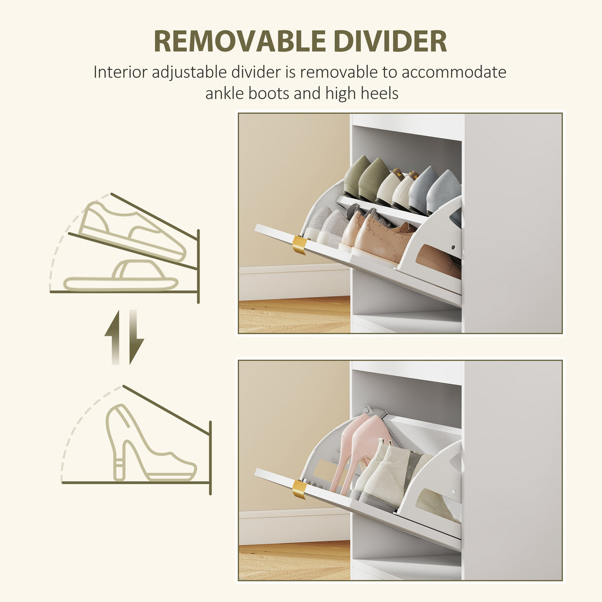 Shoe Storage with Seat, Upholstered Entryway Bench, Shoe Bench with 1 Flip Drawer and 4 Vents for 5 Pairs of Shoes