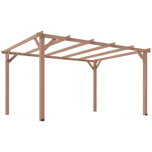 4 x 3 m Wooden Pergola Kit, Garden Pergola Gazebo Grape Trellis with Triangle Supports, 6 Beams, Maple Wood-effect