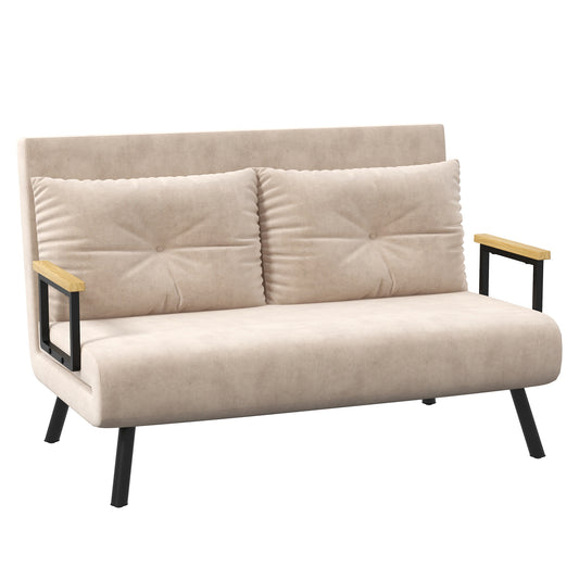 4-in-1 Velvet-Feel Double Sofa Bed, with Pillows