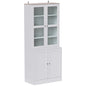 Double Storage Display Cabinet with Adjustable Shelves, MDF - White