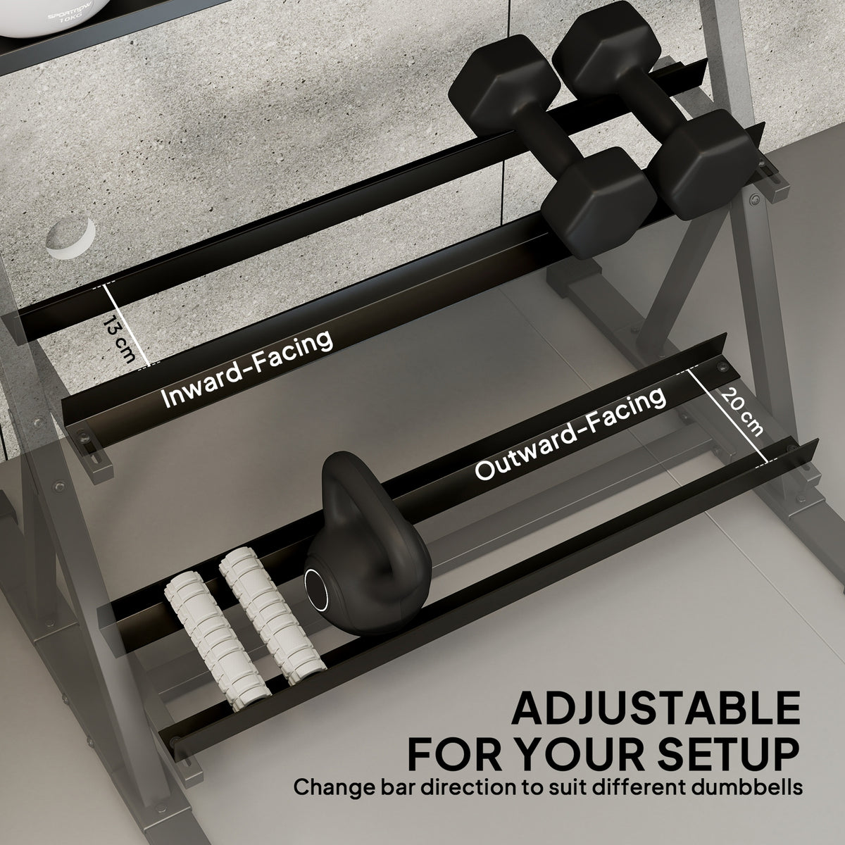 3-Tier Adjustable Dumbbell Rack, Heavy-Duty Weight Rack for Dumbbells, Kettlebells and Multiple Balls, Space-Saving Weight Storage Stand for Home Gym, 200 KG Capacity