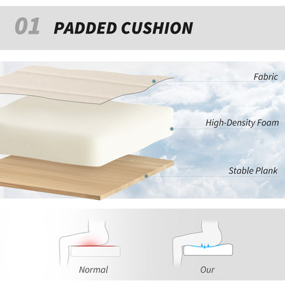 Armless Office Chair No Wheels, Linen Fabric Criss Cross Legged Desk Chair with Wide Seat, Thick Padding, Tilt Function, Height Adjustable Swivel Computer Seat for Home, Cream