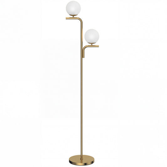 LED Floor Lamp, Modern Standing Lamp with 3 Colour Temperatures, Globe Glass Shades and Foot Switch
