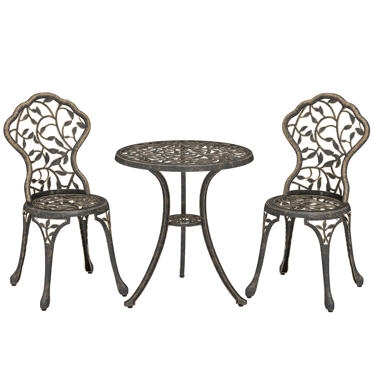 3 Pcs Aluminium Bistro Set Garden Furniture Dining Table Chairs Outdoor Seat Patio Seater Brown