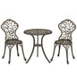 3 Pcs Aluminium Bistro Set Garden Furniture Dining Table Chairs Outdoor Seat Patio Seater Brown