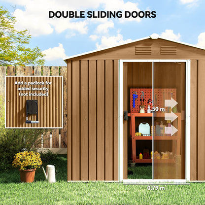 8 x 6ft Galvanised Steel Shed, with Double Door