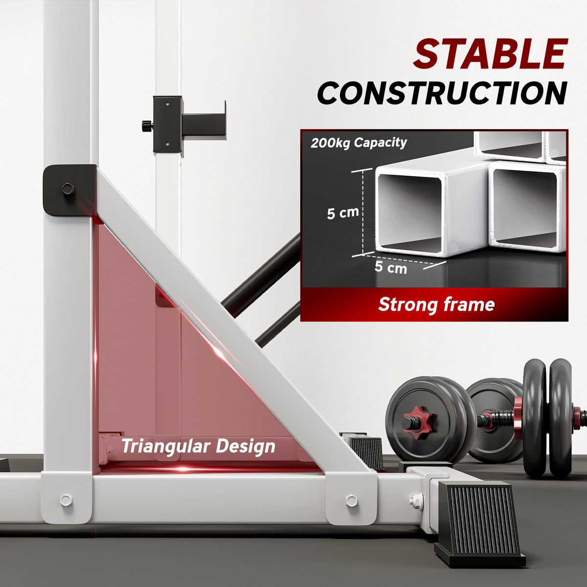 Weights Bar Barbell Rack Squat Stand Adjustable Portable Weight Lifting Max Load 200kg, Suitable For Home Gym Training Work Out