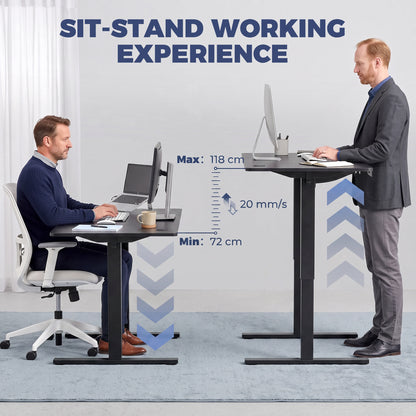 Standing Desk Memory Control Height Adjustable Desk 2 Cable Holes LED Display Sit Stand Desk Black