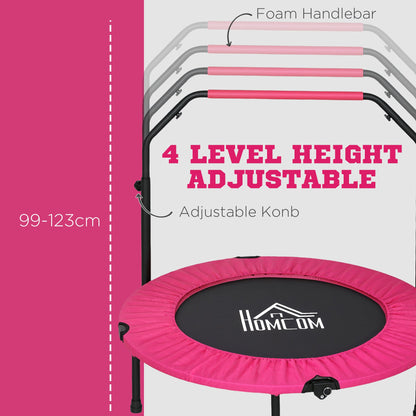 40" Foldable Mini Fitness Trampoline, with Adjustable Foam Handle, Pink