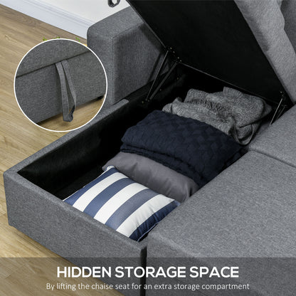 3 Seater Sofa Bed with Storage, Dark Grey