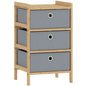Chest of Drawers, 3 Fabric Drawers Narrow Dresser with Bamboo Frame, Light Grey