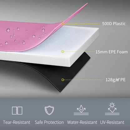 8FT Trampoline Spring Cover, Plastic Trampoline Pad Replacement with Elastic Cord, Waterproof, UV Resistant and Tear-Resistant, No Holes for Pole, Pink