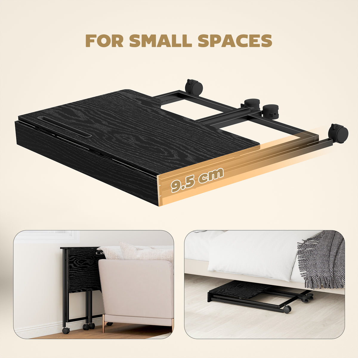 Folding Small Desk on Wheels