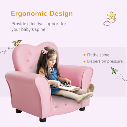 Kids Armchair Toddler Chair Seating Relax Playroom Seater Girl Princess Pink