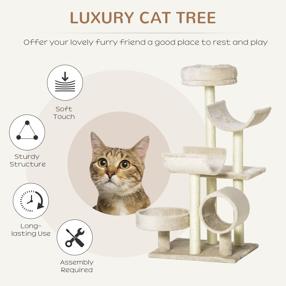 Cat Tree for Indoor Cats Kitten Pet Scratching Post Perch Activity Centre Scratcher Climb Post Play House Arch