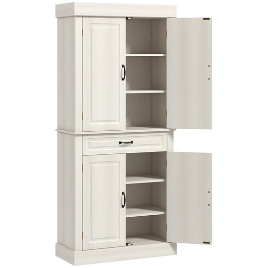 Tall Kitchen Cupboard, Kitchen Pantry Cabinet with 6 Shelves and Drawer