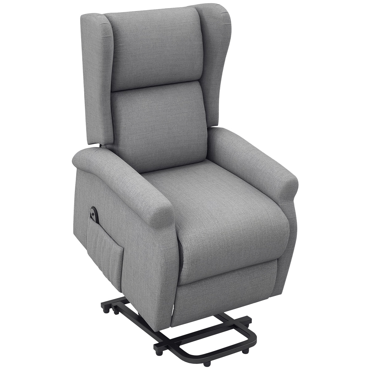 Power Lift Recliner Armchair, Electric Lift Chair for Elderly, Fabric Riser and Reclining Chair with Remote Control, Side Pockets, Extended Footrest, for Living Room, Grey