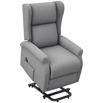 Power Lift Recliner Armchair, Electric Lift Chair for Elderly, Fabric Riser and Reclining Chair with Remote Control, Side Pockets, Extended Footrest, for Living Room, Grey