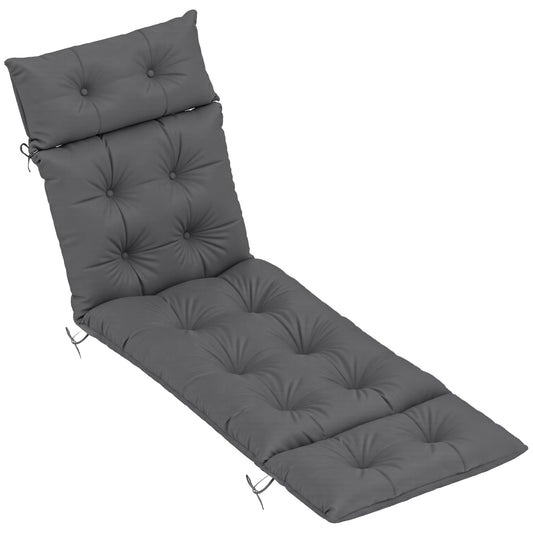 Sun Lounger Cushion Only, 190 x 56 x 10 cm Garden Lounge Chair Cushion, UPF20+ 220gsm Fabric, Thick Sunbed Replacement Pad with 6 Ties