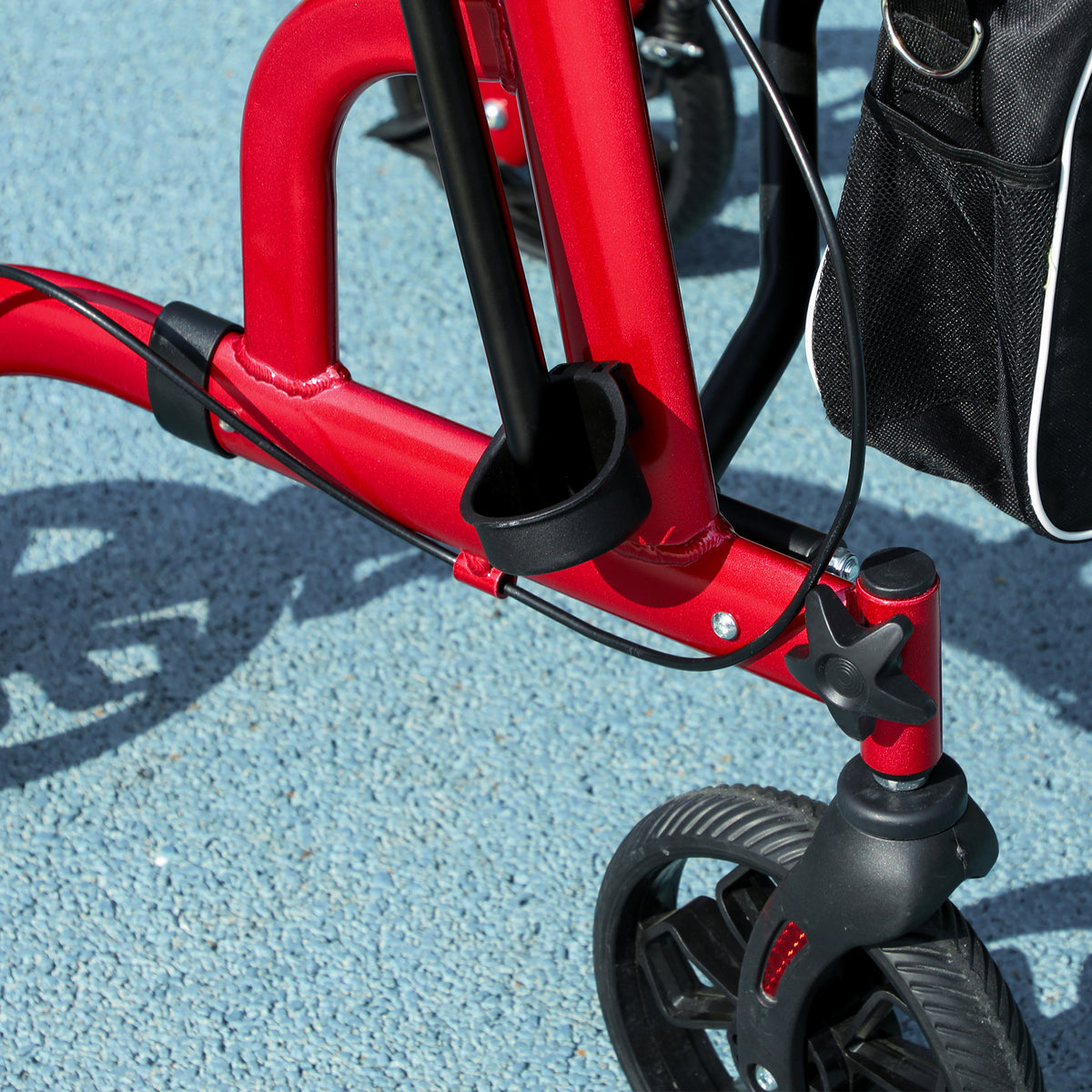 Lightweight Walking Frame, Folding Rollator Walker with Seat and Backrest, Red