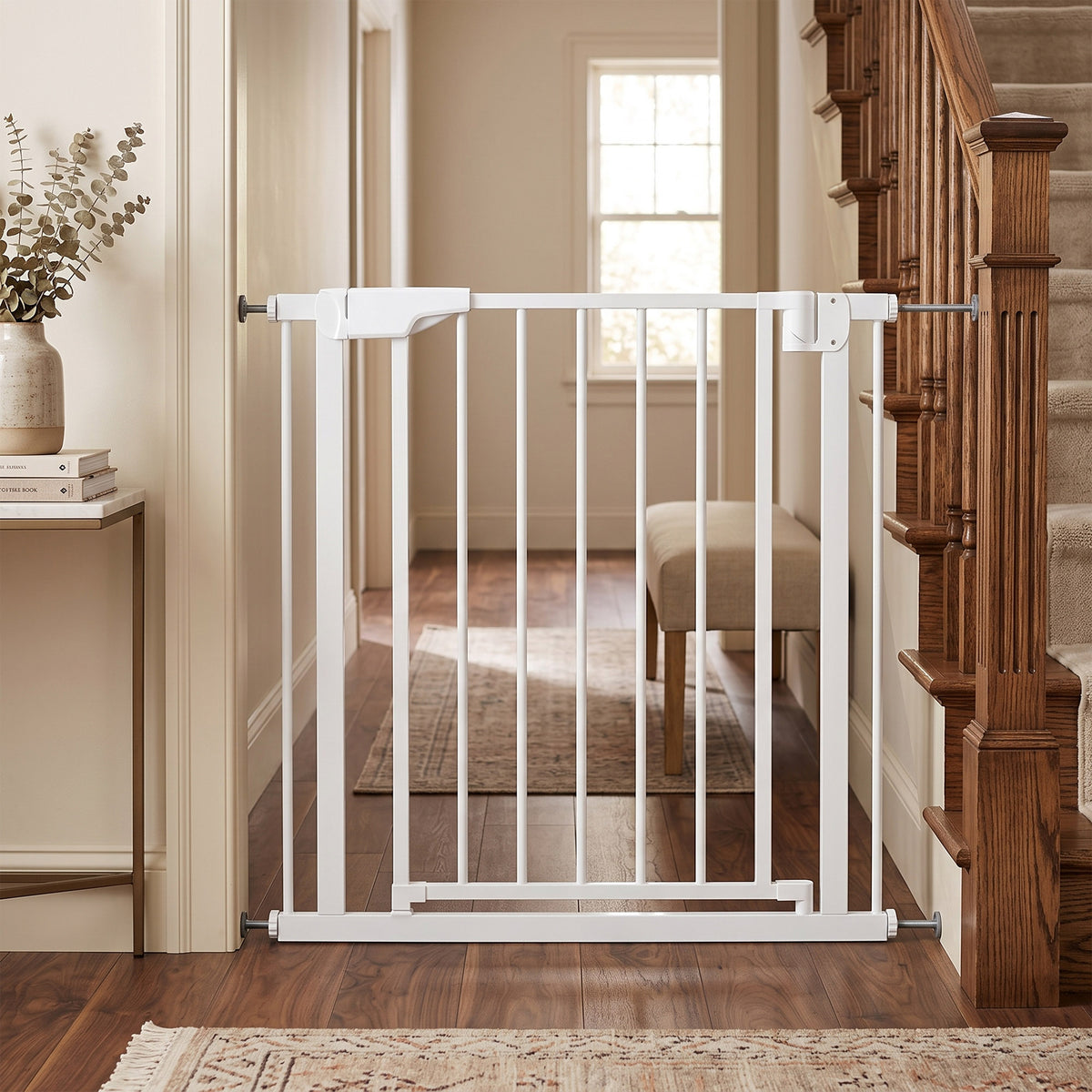 Baby Gate, Pet Safety Gate Pressure Fit, 76-81cm Wide with Two-Way Open, One-Hand Opening